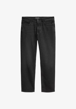 Black straight-fit jeans with button and zipper closure, front and back pockets, and belt loops, labeled Marc O’Polo.