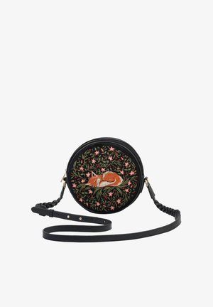 Ümar musta õlalik käekott, millel on broderiatud rebase ja lillede kujundus. Omab punutud rihma ja lukuga suletust. Pehme tekstiilmaterjal.