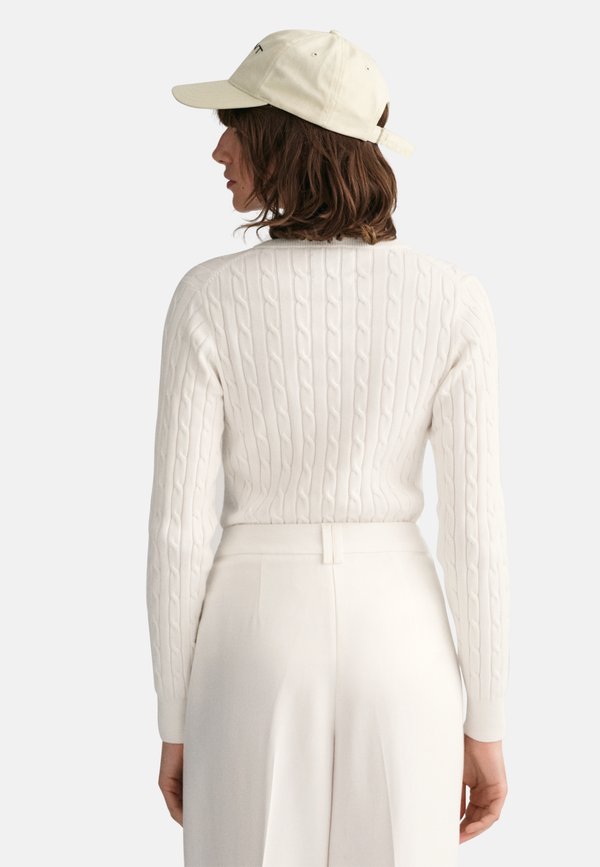 CABLE V NECK - Jumper - eggshell3