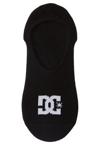 Čierne nízkoučkové ponožky s bielym logom DC. Vyrobené z mäkkého materiálu s hladkou textúrou a zaobleným dizajnom, ktorý sa neukazuje.