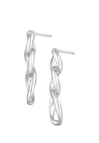 Hõbedased keeratud kõrvarõngad, mis iseloomustavad sujuvat disaini ja poleeritud viimistlust. Iga kõrvarõngas on varustatud postitus-taguse sulgemisega.