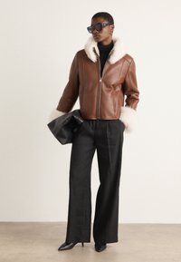 Marc Cain Lederjacke - dark chestnut brown