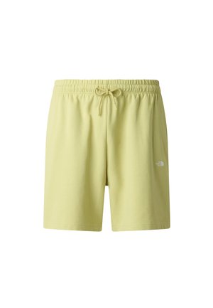 Pantaloncini di cotone color giallo chiaro con vita elasticizzata, coulisse e logo laterale stampato in bianco. Tessuto liscio, design casual.