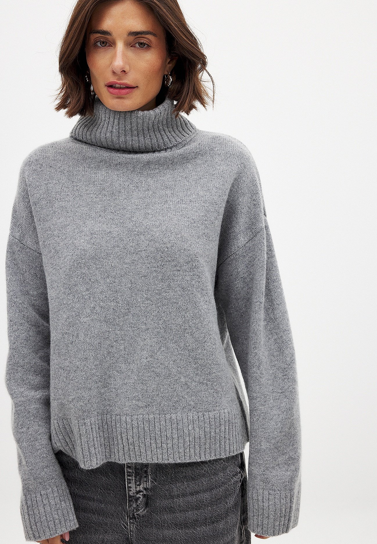 NA-KD TURTLE NECK Jumper dark grey