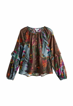 VOLUME SLEEVE BUTTON FRONT - Bluză - patchwork floral print