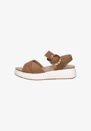SUB55, HARPER 01 - Sandalen met plateauzool - cognac