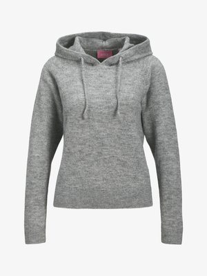 Halli kihisega kapuutsiga hall kudum, millel on eesmine tasku, nööriga kapuuts ning soonikkoes varrukad ja alläär. Sildi info sees brändi nimega "JJXX."