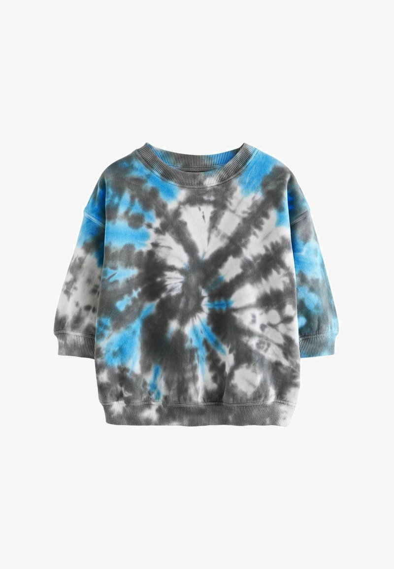 Kietova sweatshirt melsos, juodos ir pilkos spalvos. Su įsiūtomis rankovėmis ir apykakle, laisvas kirpimas ir įvairiapusis raštas per visą medžiagą.