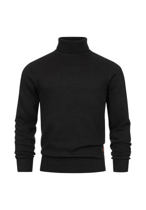 Sorte pullover af strikket materiale. Har lange ærmer, ribbede manchetter og kant, samt en tætsiddende silhuet.