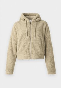 NMCUDDLE CROP HOOD JACKET - Flisinė striukė - white pepper