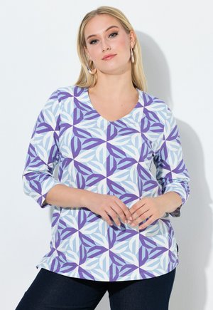 GEOMETRIC SUNBURST PRINT 3/4 SLEEVE TEE - Langærmet T-shirt - pale blue