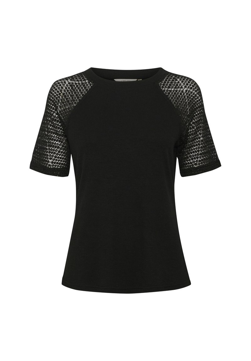 Cream T-shirt basic zwart