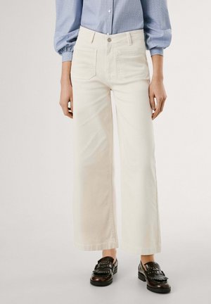 HIGH RISE WIDE CROP TANIA POCKET - Jean flare - oyster white