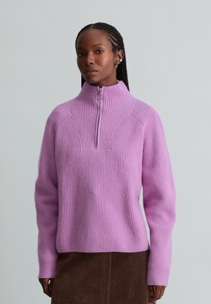 Marc O'Polo DENIM, KNIT PULLOVER, LONGSLEEVE, TROYER,ZIPPER - Pullover - smoky grape