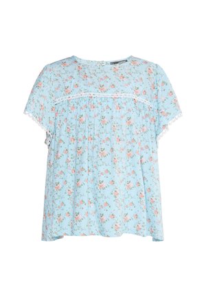 Bluse - hellblau blume
