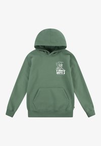 Felpa verde in morbido tessuto, con tasca frontale e grafica del logo Levi's bianco sul petto. Cappuccio regolabile con polsini a coste.
