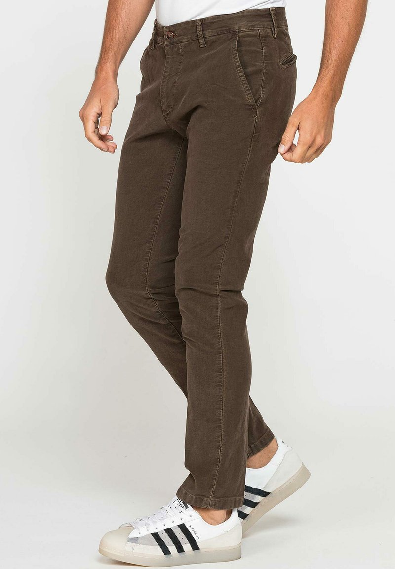 BOSS - Pantalones Regular Fit De Raso De Algodón Elástico - Azul Oscuro