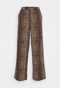 PCJEO PANTS - Hlače - black/brown