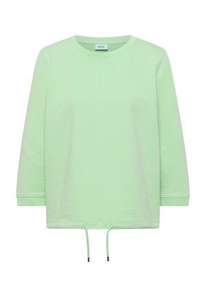 Hellgrüner Langarm-Sweatshirt mit Rundhalsausschnitt, durchgehender Naht vorne, gerippten Bündchen und verstellbaren Kordeln am Saum.