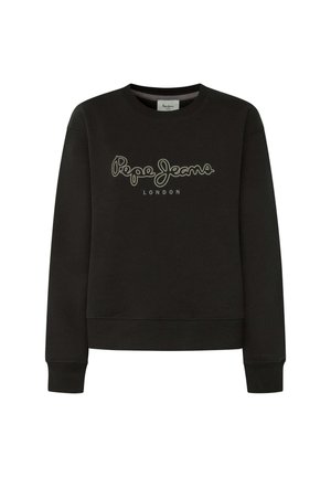 Crni dukserica od pamuka, s okruglim izrezom, rebrastim manžetama i rubom, s "Pepe Jeans LONDON" logotipom u kurzivnom pismu na prednjoj strani.