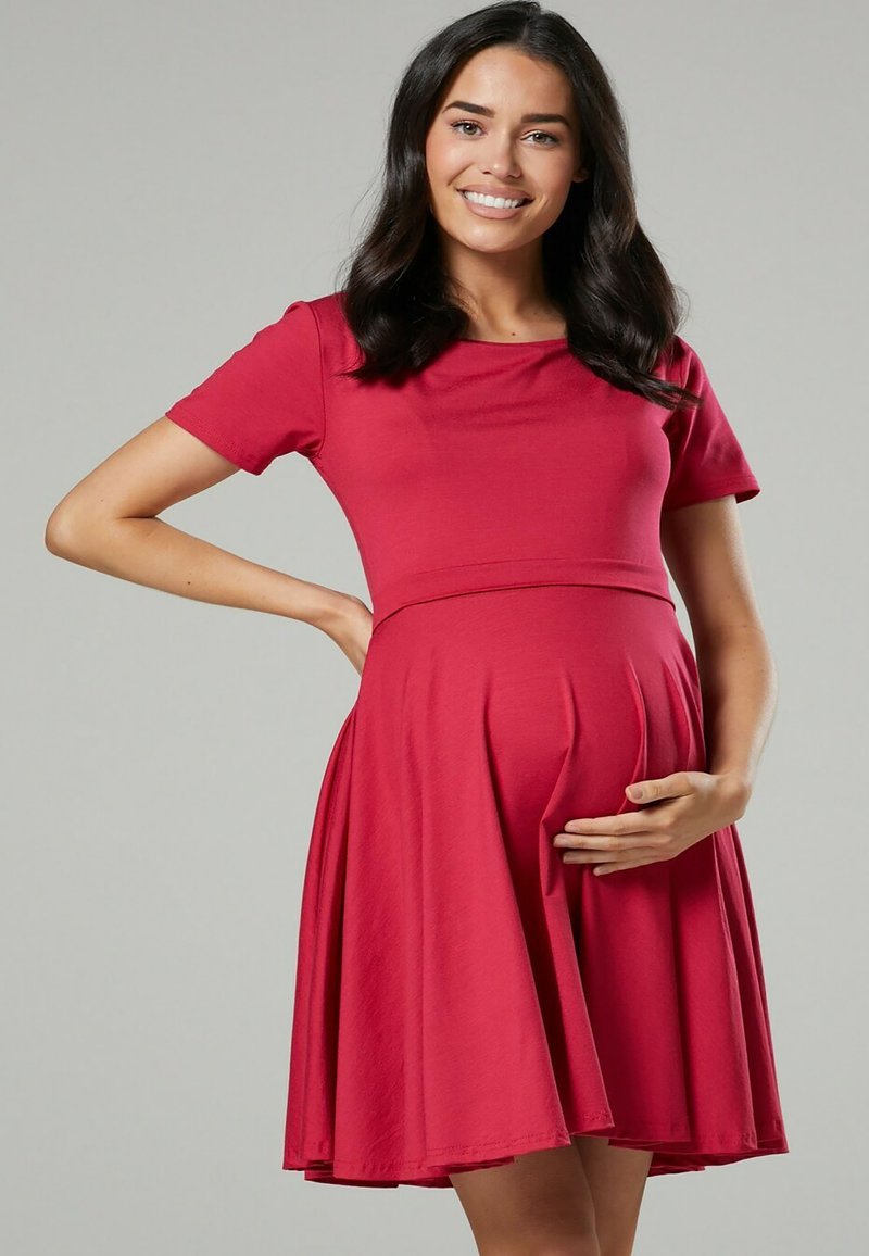 Happy Mama MATERNITY SUMMER NURSING Day dress raspberry/pink