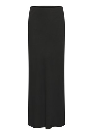 Črna maxi krila v sproščenem kroju, narejena iz mehkega materiala s gladko teksturo, z enostavnim dizajnom in brez vidnih okrasnih elementov.