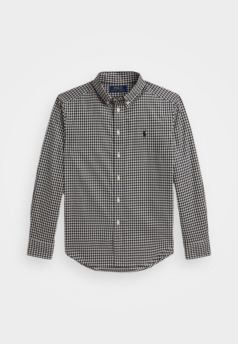 Juodas ir baltas languotas marškinėlių su ilgomis rankovėmis, apykakle, suapvalintu apačia, ir maža logotipu kairėje pusėje. Pagaminta iš medvilnės.