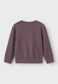 Sudadera de algodón púrpura con cuello redondo, mangas largas y puños acanalados. Textura suave y cinturilla elástica para un ajuste cómodo.