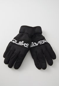 Svarta vinterhandskar med vadderad design, med en vit logotyp över ryggen och strukturerat grepp på fingertopparna och handflatorna. Justerbara manschetter.