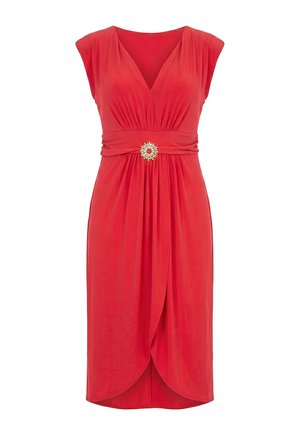 Ulla Popken, DRAPED SWEETHEART NECKLINE TULIP HEM DRESS - Cocktailkjole / festkjole - red