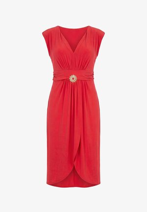 Ulla Popken, DRAPED SWEETHEART NECKLINE TULIP HEM DRESS - Cocktailkjole / festkjole - red