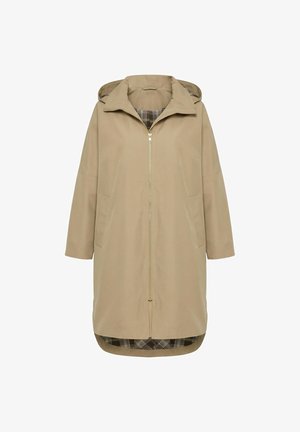 Ulla Popken, MANTEL, HEMDKRAGEN, OVERSIZED, KAPUZE, KAROFUTTER - Wintermantel - sandstone