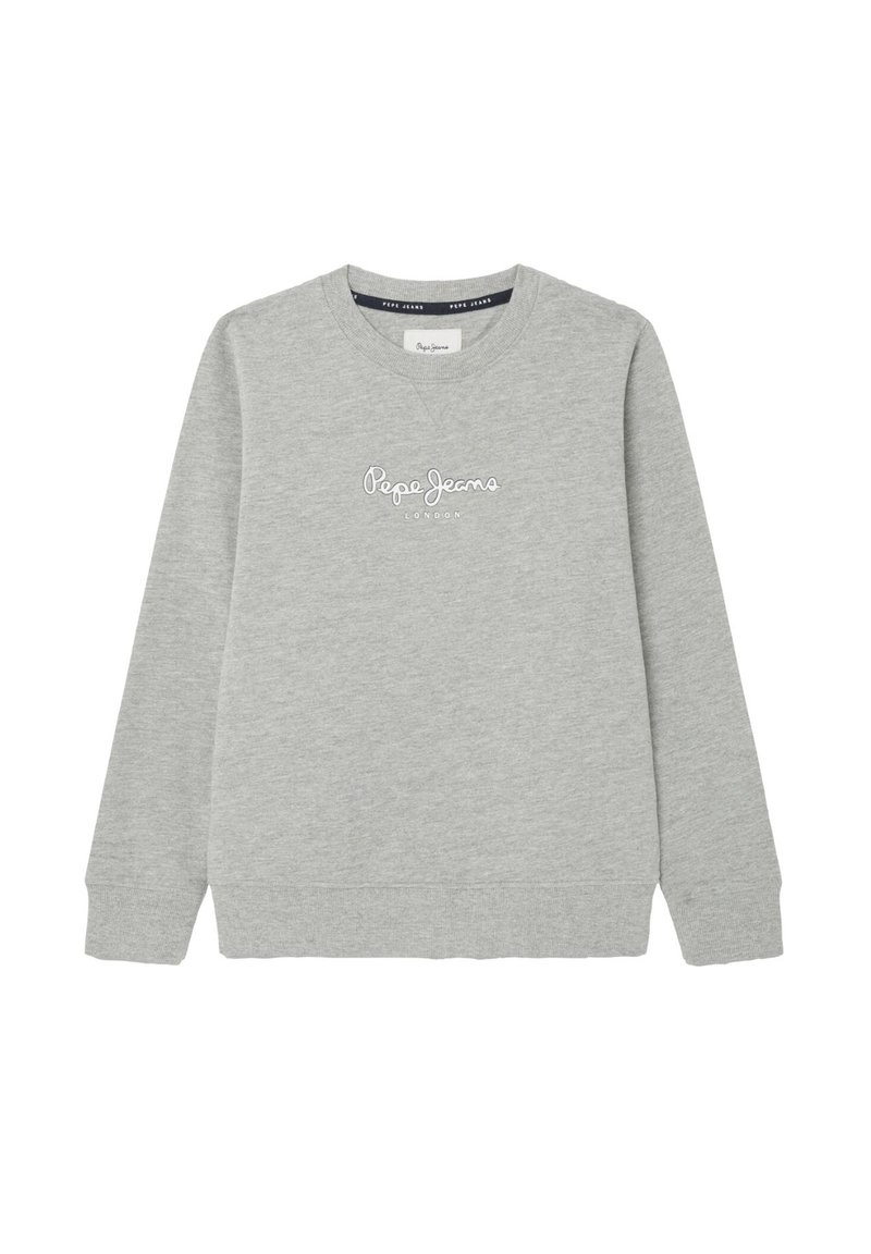 Szara bluzą z bawełnianego miksu, z okrągłym dekoltem, długimi rękawami i wyszywanym logo "Pepe Jeans London" na piersi.