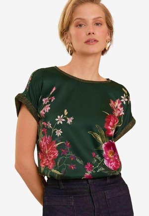 Love & Roses Apdrukāts T-krekls - green floral