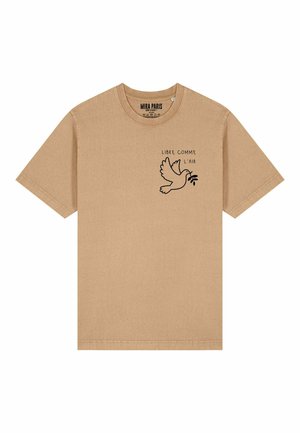 LIBRE COMME L AIR UNISEX HEAVYWEIGHT - Print T-shirt - washed beige