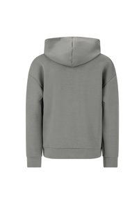 Lysegrå hoodie med en afslappet pasform, lavet af blødt stof. Har en stor hætte, ribbede manchetter og et ensfarvet rygdesign.