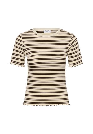 Saint Tropez, OLALIASZ SS STRIPED T-SHIRT - T-shirt imprimé - chocolate brown ice stripe