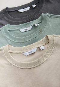 Next HEAVYWEIGHT 3 PACK - REGULAR FIT - Základné tričko - blue ecru slate grey contrast stitch