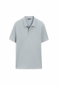 Lys grå polo skjorte lavet af bomuld. Har en klassisk krave, to-knap lukning og korte ærmer. Enkel design uden mønstre.