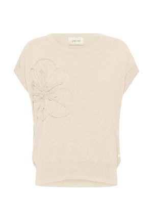 Cream, CRDELA SLIPOVER W DECO - Camiseta estampada - oat melange