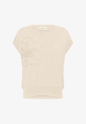 Cream, CRDELA SLIPOVER W DECO - T-shirt print - oat melange