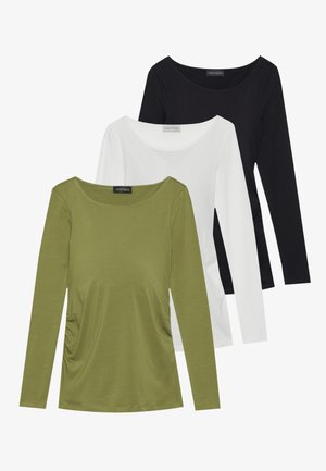 3 PACK - Top s dlouhým rukávem - black/olive branch/egret