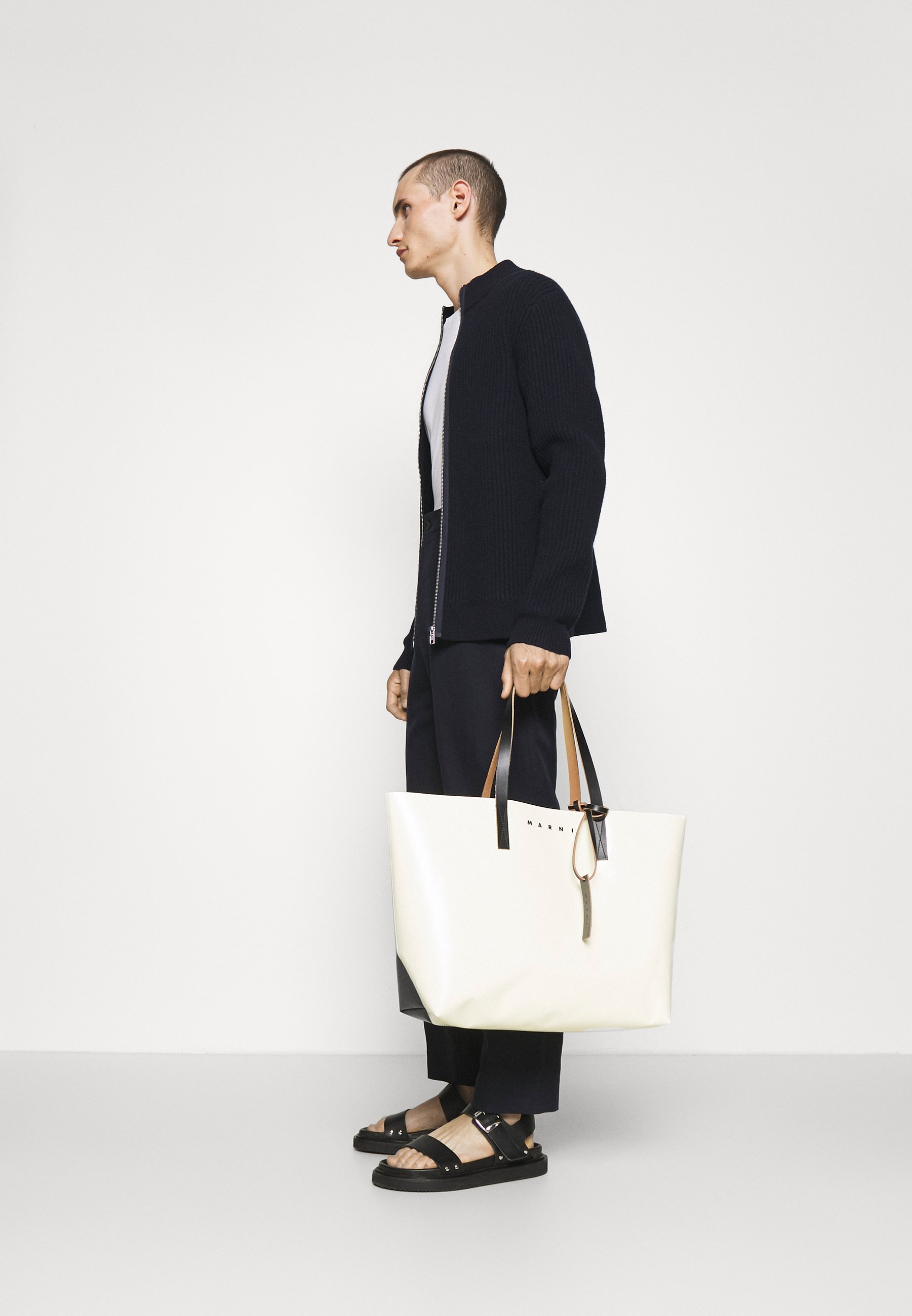 Marni TRIBECA SHOPPING BAG UNISEX - Bolso shopping -  cement/coffee/black/marrón - Zalando.es