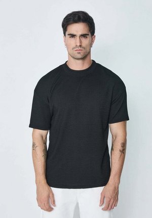 PLISSÉ UNI - T-shirt basique - noir