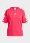 ESSENTIALS 3 STRIPES BOYFRIEND - Μπλουζάκι με στάμπα - power pink/white