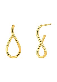 Pendientes de oro en forma de lágrima con un acabado suave y un sistema de cierre seguro. Diseño minimalista sin acentos adicionales.