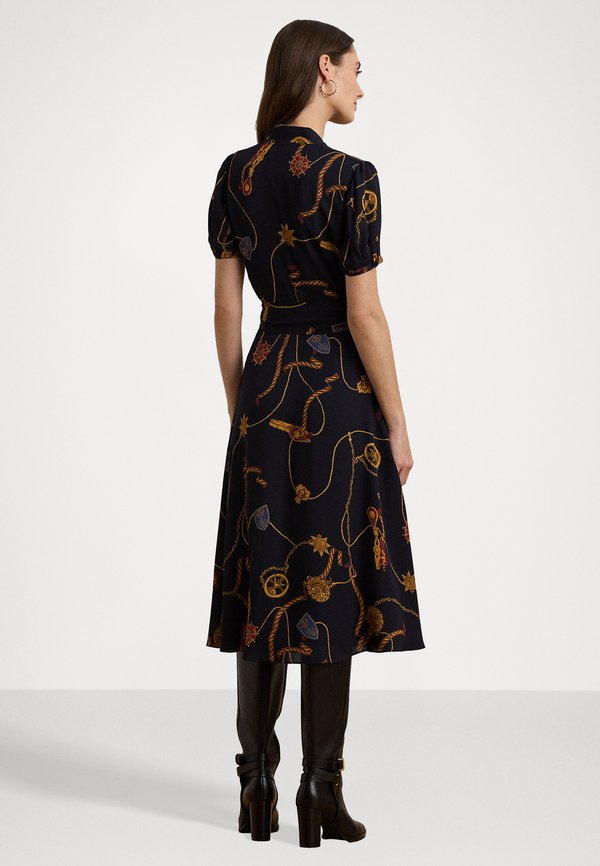 PRINT BELTED GEORGETTE PUFF SLEEVE DRESS - Day dress3