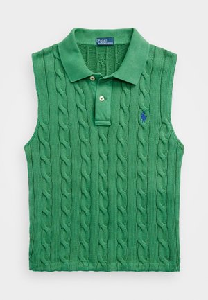 Polo Ralph Lauren CABLE KNIT CROPPED POLO SHIRT - Polo majica - fiji green