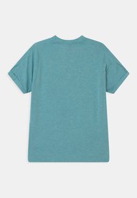 Korte mouw t-shirt in licht tealblauw, met een ronde hals, zachte textuur, raglanmouwen en een eenvoudig ontwerp zonder patronen.