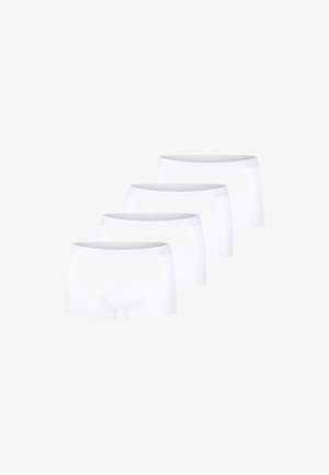 Witte katoenen boxershorts, met een zachte stof, elastische tailleband en een eenvoudig ontwerp. Verpakking van vier.